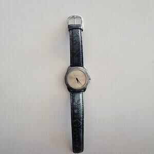 Vintage Watches Unisex 90s Swatch Quartz Watch Silver Dial Tribal Straps 33mm